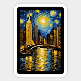 Starry night style New York city Sticker